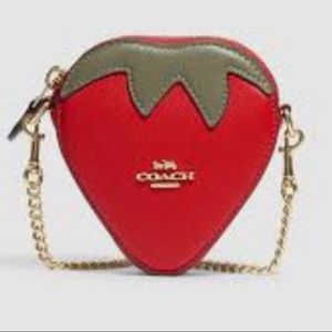 Crossbody- Strawberry coin case - coach crossbody - NEW - limited edition